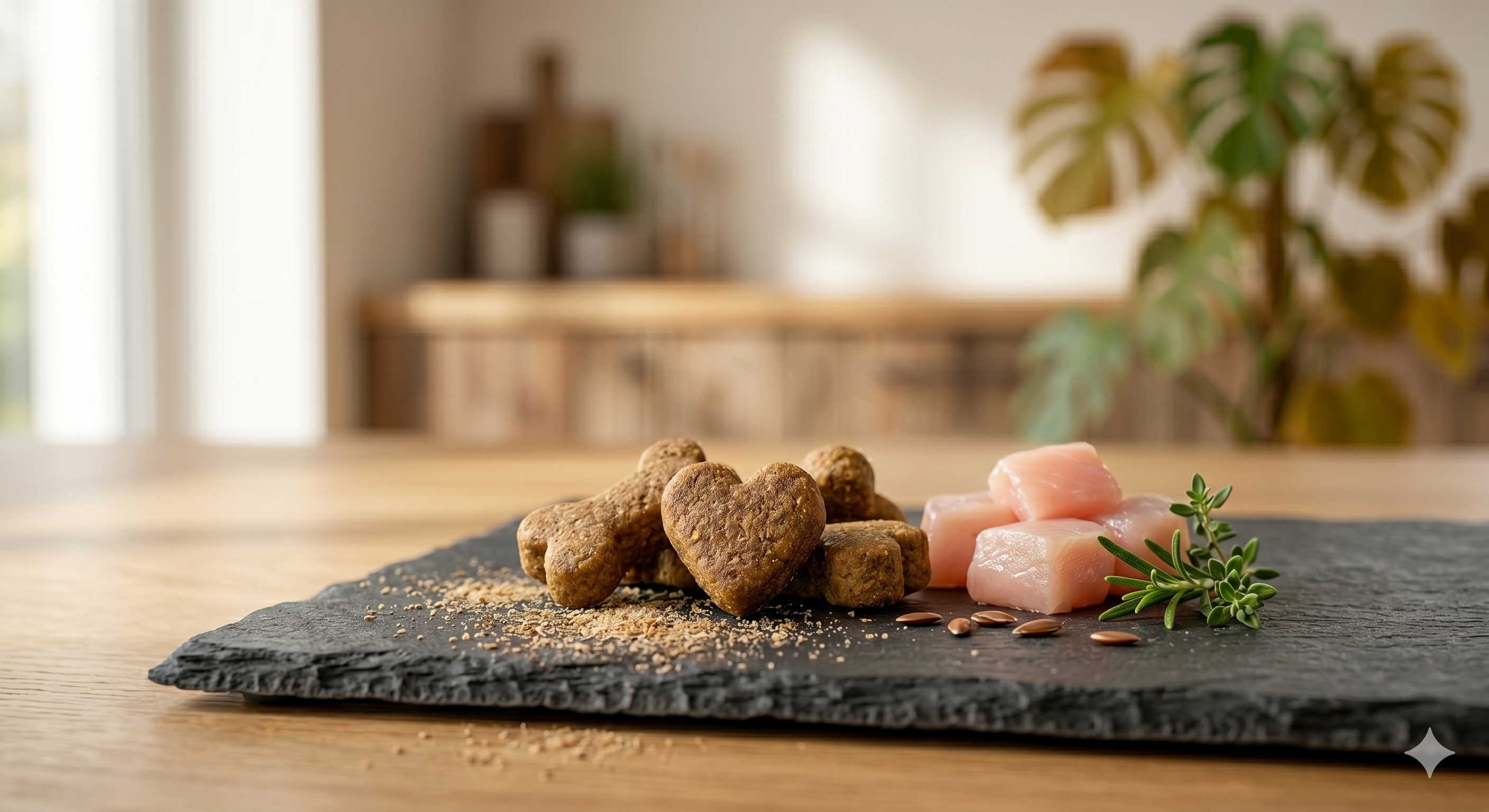 Nahaufnahme von hochwertigem von Rudon Hundefutter mit frischen Zutaten